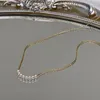 Collares pendientes Mujeres Retro Collar de perlas Moda Rhinestone Corazón Mujer Delicada Cadena de clavícula Francés Elegante Gargantillas Regalos Colgante