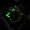 腕時計メンズラグジュアリーウォッチメン自動機械腕時計照明スケルトン月週間日付六角形ベゼルラバーストラ3270