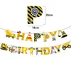 Party Decoration Construction Vehicle Decorations Disposable Tableware Tablecloth Cup Cake Toppers Banners Balloons For Kids Birthday