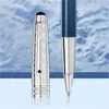 Promoção azul e prata roller bola - caneta esferográfica requintado escritório papelaria 0.7mm caligrafia canetas de fonte para presente de Natal sem caixa