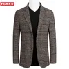 FGKKS Giacca corta da uomo scozzese scozzese da uomo elegante giacca da uomo Business Casual Blazer con un bottone per uomo regolare LJ201103