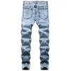 Jeans Masculino Masculino Azul Skinny Primavera Outono Palm Print Calça Cowboy Pantalones Masculino Algodão Casual Calça Longa Tamanho 29-42