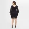 Plus Size Dresses Sexy Midi For Women 2022 Lace Mature Elegant Temperament Slim Dess Three Quarter Flared Sleeve Tunic Vestidos