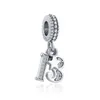 925 Sterling Silver Ciondola Charm Nuovo arrivo festa di compleanno Perline Bead Fit Pandora Charms Bracciale Accessori gioielli fai da te