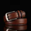 BEAFIRY Genuine Leather Belt for Man Full Grain Cowskin leather Luxury Brand Design Waist Jeans Pin Buckle Brown Black 220427