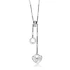 Pendant Necklaces Charm Stainless Steel Heart Round Inlay CZ Pendants For Women Rose Gold/steel Color Girls Collar Jewelry Bijoux GiftPendan