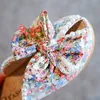 Children Slippers Kids Summer for Girls Soft Floral Cloth Princess Sweet Indoor Outdoor Pearls Bow knot 220618