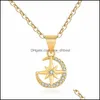 H￤nge halsband stj￤rnor och m￥nen charm halsband delikat klavikel guldkedja f￶r kvinnor smycken mossanite diamanth￤ngen droppe leverera dhuvy