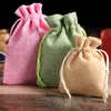 Подарочная упаковка 1PC Linen Jute Back Bag Bag Burlap Sucder Wackages для свадебных подарков.