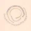 High Quality Cuban Link Tennis Chain Bracelet Gold Silver Plated Bracelets Jewelry 3pcs/Set