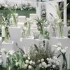 El más nuevo pedestal de metal blanco Mesa de postre Decoraciones de boda Favores Centros de mesa artesanales Soporte de exhibición Bautismo Hogar Fiesta Pastel Comida Bebidas Estante