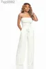 Womens Jumpsuits Designer Slim Sexy Off Shoulder Crop Top Bodycon Female Summer Sleeveless Wide-Leg Pants Drawstring Rompers