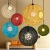 Pendant Lamps Rattan Ball Lights Nordic Wicker Lamp Suspension For Living Room Foyer Bar Coffee Shop Lighting FixturesPendant