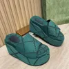 2022 designer slippers mode dikke bodem sandalen brief borduurwerk dia's dame platform wiggen sandaal strand hoge hak met doos