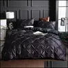 Bedding Sets Supplies Home Textiles Garden Fashion Pleat Design Comforter Court Style Bed Duvet Er Set Pillowcase Solid Color Bedclothes D