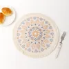 33 cm Bohemian Mandala Cotton Rope Woven Placemats Macrame Tassels Table Mats Isolering Kuddar Kaffekupan Coaster Farmhouse Decor Props