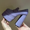 Dress Shoes Women Leather Platform New Waterproof High Heels Square Toe Casual Sexy Party Large 34-43 220709
