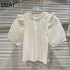 Deat Summer Fashion Women Clothes Ruffles Dobby Fabric Pullover Short T-Shirt Kvinnlig TOP WR57100 210709