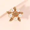 Obrączki ślubne Korean Pearl Flower Band for Women Bridal Champagne Kolor Crystal Big Regulble Anillos Birthday Giftwedding