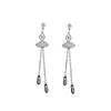 Korean Tassel super fairy long S925 silver needle personality temperament Flower Pearl Love Earrings