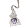 Colares pendentes personalizados Po Lucky Bag Charms Iced Out