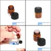 Packing Bottles Office School Business Industrial 2000Pcs/Lot 1Ml 1/4 Dram Amber Glass Essential Oil Bottle Per Sample Tubes With Plug And