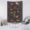 Tapestry Hand Drawn Floral Sketch Carpet Wall Hanging Boho Botanical Art Psyche