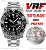 VRF V3 GMT II BLNR VR3186自動メンズウォッチブラックセラミックベゼルグリーンハンズ904LスチールケースとOysterSeelブレスレット同じシリアルカードスーパーエディションタイムゾーンウォッチB