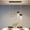 Pendant Lamps Modern LED Hanging Lights Restaurant Iron Gold Black Long Strip Starry Sky El Dining Table Living Room Bar Ring LampPendant