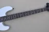 Fabriksanpassad 4-sträng metall vit elektrisk basgitarr med rosenträ fretboard svart hardwares svart nacke erbjudande anpassad