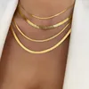 Łańcuchy łańcucha jodełka damskie naszyjnik mody Choker 2/3/4/5 mm szerokość stali nierdzewnej link do biżuterii