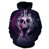 Moletons de moletons masculinos masculino/mulheres moletons 3D Cabelos longos beleza Skull Streetwear