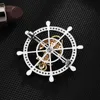 Pins Brooches Luxury Unisex Rudder Anchor Brooch Pin Men's Suit Coat Lapel Rotatable Badge Corsage Buckle Accessories For Men WomenPins