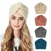 Beanie/Skull Caps 2022 Winterhoed vrouwelijke Europese Amerikaanse wol vaste kleur moslim cross gebreide mouw cap toque1