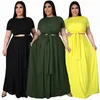 Kadınlar Plus Boyut Trailtsits 5xl 2 Parça Set Ladies Yaz Kıyafetleri Kısa Tshirt ve Uzun Elbise Loungewear Daily Camswomen's