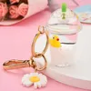 Keychains Acrylic Milk Bottle Tortoise Penguin Keychain Simulation Cup Liquid Quicksand Women Couple Bag Charm Keyring Gifts Enek22