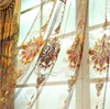 Vorhang-Vorhänge, goldene Luxus-Verdunkelungsvorhänge für Wohnzimmer, Blumen, Stickerei, Schlafzimmer, Fenster, Stoffjalousien, Tüll-Volantvorhang