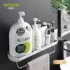 Prateleiras de banheiro do ECOCO Organizador Montagem de parede Home Toalha Plataforma de shampoo Rack com barra de toalhas Acessórios para o banheiro de armazenamento 220423