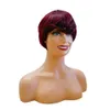 Parrucca taglio pixie bordeaux 99J parrucche per capelli umani caschetto corto macchina completa brasiliana nessuna parrucca in pizzo per donne nere