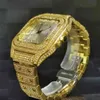 MISSFOX Platz Gold Uhr Männer Weißes Zifferblatt Klassische Diamant Uhr Quarz Gentleman Relgi Relgio Masculino Luxus Mode Hiphop