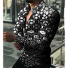 高品質の高級ファッションメンシャツ特大のカジュアルシャツの花プリント長袖トップメンズ服プロムカーディガン220801