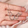 S925 Silver Pendants Interlocking Three Circle Pendant Halsband 925 Sterling Silver Stora Små Ringar Charm Halsband