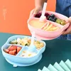 Baby Plate  Spoon  Fork para alimentos de alimentos alimentos alimentos de alimentos para crianças pratos de sucção de treinamento de tabela de mesa BPA grátis 220512