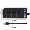 USB 3.0 Hub USB Hub 3.0 4 7 Port Multipel Expander Multi USB -splitter med Switch Power Adapter för PC -dator