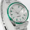 2022 TWF EW126334 JH126333 A2824 Automatisk herrklocka BF126300 Green Gem Baguette Diamonds Bezel Iced Out Diamond Dial 904L Steel 333T