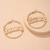 Hoop Huggie Custom Large Circle Earring for Women Letter Constellations rostfritt stål örhängen Sexig namn Drop Hip-Hop Jewelryhoop