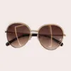 Gafas de sol Diseñador de marca Cadena única 2022 Personalidad de lujo Mujeres elegantes y elegantes Oculos de Grau con cajas