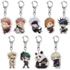 20 pçs / lote anime jujutsu kaisen acrílico chaveiros fofo gojo satoru yuji itadori fushiguro megumi pingente keyring atacado aa220318