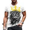 T-shirty męskie T-shirt męski europejski i amerykański letni trend modowy Lion 3D Printing z krótkim rękawem O-dółka Topmen's