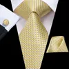 Bow Ties Hi-Tie Business% 100 ipek ekose gri erkek kravat seti 8.5cm Düğün Erkekler Tasarımı Hanky ​​Kuffinks Kaliteli Ciritebow